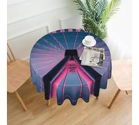 QMKFWT Large Ferris Wheel Printed Round Tablecloth,Dust-Proof Wrinkle Resistant Table Cover Washable Polyester Table Cloth for Kitchen Dining Room Farmhouse Picnic Indoor Outdoor(Round 60 Inch)