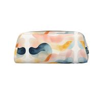 QMKFWT Layered Watercolor print Pencil Bag waterproof Zipper Pencil Case Leather Pen Box Cosmetic Bag For Office Pencil