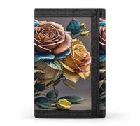 QMKFWT Leather Rose Skull Casual Wallet Credit Card Holder Premium Document Organizer Case for Men And Women