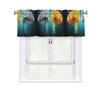 QMKFWT Left and Right Brain Functions Curtain Valance for Windows,Kitchen Window Curtains Blackout Drapes Window Treatments Decorative Rod Pocket Short Curtain for Living Room Bedroom,54" W x 18" L