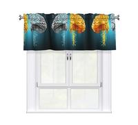 QMKFWT Left and Right Brain Functions Curtain Valance for Windows,Kitchen Window Curtains Blackout Drapes Window Treatments Decorative Rod Pocket Short Curtain for Living Room Bedroom,54" W x 18" L