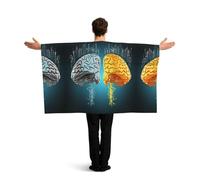 QMKFWT Left and right brain functions Flag Cape with Sleeves for Adults, Wearable Flag Cloak Lightweight Body Flag Cloak Outfits Costume Accessories for Party Favors Celebrations