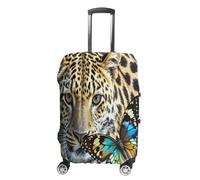 QMKFWT Leopard And Butterfly Travel Luggage Cover Washable Anti-scratch Suitcase Protector Dustproof Protective Cover Case for Wheeled Luggage Fits 19-32 Inch Luggage, white, XL