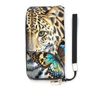 QMKFWT Leopard And Butterfly Wallet Large Capacity Clutch Cash PursePU Leather Long Zipper Pouch Wallet Unisex, white, 20x10.5cm, Wallet