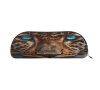 QMKFWT Leopard Face Pencil Pouch Leather,Small Pen Bags With Zipper For Pencils,Pens,Markers,Makeups,Change,Coins