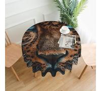 QMKFWT Leopard Face Printed Round Tablecloth,Dust-Proof Wrinkle Resistant Table Cover Washable Polyester Table Cloth for Kitchen Dining Room Farmhouse Picnic Indoor Outdoor(Round 60 Inch)