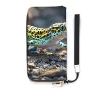 QMKFWT Leopard Little Gecko Wallet Large Capacity Clutch Cash PursePU Leather Long Zipper Pouch Wallet Unisex, white, 20x10.5cm, Wallet