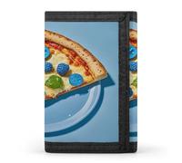QMKFWT Light Blue Pizza Slice Casual Wallet Credit Card Holder Premium Document Organizer Case for Men And Women