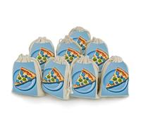 QMKFWT Light Blue Pizza Slice Drawstring Pouches Small Bulk Cotton Burlap Storage Bags Reusable Muslin Sachet Bag for Candy, Toys, Jewelry, Treats, Birthday Party Favors