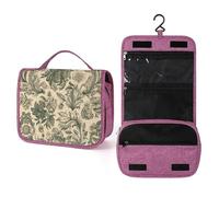 QMKFWT Light Green And Beige Toiletry Bag Waterproof Makeup Bag with Hanging Hook Cosmetic Bags for Women Travel Essentials