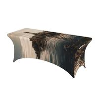 QMKFWT Lighthouse Decorative Tablecloth Protector for Wedding, Banquet & Parties6FT Spandex Rectangle Tablecloths, Stretch Washable Table Cloth Wrinkle Free Patio Table Cover