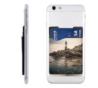 QMKFWT Lighthouse Phone Wallet, Stick On Card Holder for Back of Phone Case - Leather Cell Phone Card Wallet Sleeve Adhesive Phone Pocket - Compatible with Most Cell Phones