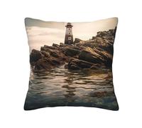 QMKFWT Lighthouse Print Throw Pillow Covers Decorative Pillow Cover Square Cushion Cases Soft Cushion Cover Throw Sofa Pillow Case for Home Decor Living Room Bed Couch Car 20"x20"