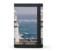 QMKFWT Lighthouse Sandbeach Casual Wallet Credit Card Holder Premium Document Organizer Case for Men And Women
