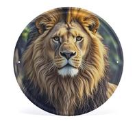 QMKFWT Lion Image Wall Picture Circular Iron Hanging Picture Round Metal Tin Sign Wall Art Prints Artwork for Home Garden Kitchen Bar Cafe Restaurant Garage Wall Decor