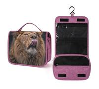 QMKFWT Lion Sticks Out Tongue Toiletry Bag Waterproof Makeup Bag with Hanging Hook Cosmetic Bags for Women Travel Essentials