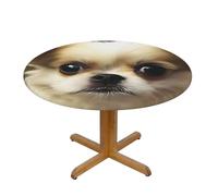 QMKFWT Little Dog Round Spandex Tablecloth 43 Inch, Elastic Fitted Waterproof Tablecloths Stretch Washable Picnic Table Cover for Camping, Dining, Indoor and Outdoor