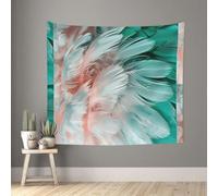 QMKFWT Living Room 60x51 InchTurquoise Feather Pattern Tapestry Backdrop Wall Hanging Flag Indoor Outdoor Wall Art Tapestries Wall Decor Blanket Beach Throws Funny Banner Poster for Dorm, Bedroom