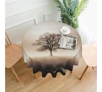 QMKFWT Lonely Tree Printed Round Tablecloth,Dust-Proof Wrinkle Resistant Table Cover Washable Polyester Table Cloth for Kitchen Dining Room Farmhouse Picnic Indoor Outdoor(Round 60 Inch)