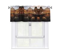 QMKFWT Louvre Museum in Paris Curtain Valance for Windows,Kitchen Window Curtains Blackout Drapes Window Treatments Decorative Rod Pocket Short Curtain for Living Room Bedroom,54" W x 18" L
