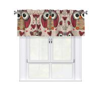 QMKFWT Love Owl Curtain Valance for Windows,Kitchen Window Curtains Blackout Drapes Window Treatments Decorative Rod Pocket Short Curtain for Living Room Bedroom,54" W x 18" L