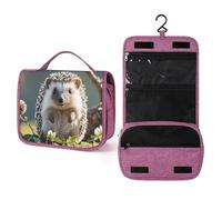 QMKFWT Lovely Hedgehog Toiletry Bag Waterproof Makeup Bag with Hanging Hook Cosmetic Bags for Women Travel Essentials