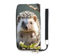 QMKFWT Lovely Hedgehog Wallet Large Capacity Clutch Cash PursePU Leather Long Zipper Pouch Wallet Unisex, white, 20x10.5cm, Wallet