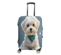QMKFWT Lovely Maltese Dog Travel Luggage Cover Washable Anti-scratch Suitcase Protector Dustproof Protective Cover Case for Wheeled Luggage Fits 19-32 Inch Luggage, white, L