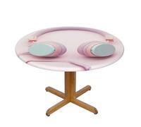 QMKFWT Macaron Headphones Round Spandex Tablecloth 40 Inch, Elastic Fitted Waterproof Tablecloths Stretch Washable Picnic Table Cover for Camping, Dining, Indoor and Outdoor