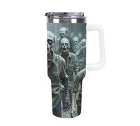 QMKFWT Many Zombie Travel Coffee Mug Reusable Durable Stainless Steel Insulated Tumbler with Handle And Straw Leak Resistant Portable Thermal Cup Gifts for Men Women 40 Oz