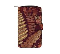 QMKFWT Maroon Gold Pattern Leather Wallet Long Checkbook Wallets Classic Bifold Ladies Clutch with ID Window