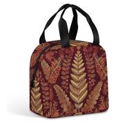 QMKFWT Maroon Gold Pattern Lunch Bag Durable Insulated Large Gym Lunch Tote Box Portable Leakproof Cooler Food Containers Reusable Lunchbox for Work Travel Picnic