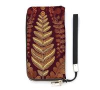 QMKFWT Maroon Gold Pattern Wallet Large Capacity Clutch Cash PursePU Leather Long Zipper Pouch Wallet Unisex, white, 20x10.5cm, Wallet