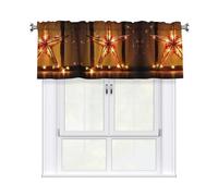 QMKFWT Merry Christmas Star Curtain Valance for Windows,Kitchen Window Curtains Blackout Drapes Window Treatments Decorative Rod Pocket Short Curtain for Living Room Bedroom,54" W x 18" L