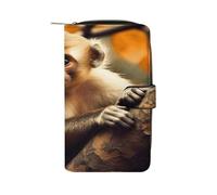 QMKFWT Monkey on Tree Leather Wallet Long Checkbook Wallets Classic Bifold Ladies Clutch with ID Window