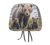 QMKFWT Mother Bear and Her Cubs Car Seat Headrest Cover Adjustable and Reusable Anti-Dirty Flexible Hear Rest Covers Soft Dust-Proof Car Seat Headrest Protector for Most Vehicles