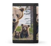 QMKFWT Mother Bear And Her Cubs Casual Wallet Credit Card Holder Premium Document Organizer Case for Men And Women