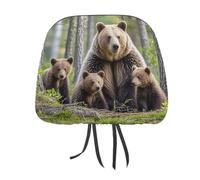 QMKFWT Mother Bear Cubs Car Seat Headrest Cover Adjustable and Reusable Anti-Dirty Flexible Hear Rest Covers Soft Dust-Proof Car Seat Headrest Protector for Most Vehicles