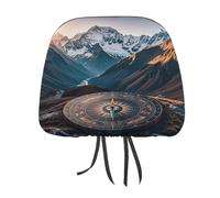 QMKFWT Mountain Compass Car Seat Headrest Cover Adjustable and Reusable Anti-Dirty Flexible Hear Rest Covers Soft Dust-Proof Car Seat Headrest Protector for Most Vehicles