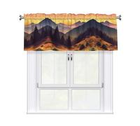 QMKFWT Mountain Sunset Landscape Curtain Valance for Windows,Kitchen Window Curtains Blackout Drapes Window Treatments Decorative Rod Pocket Short Curtain for Living Room Bedroom,54" W x 18" L