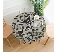 QMKFWT Music Notes Printed Round Tablecloth,Dust-Proof Wrinkle Resistant Table Cover Washable Polyester Table Cloth for Kitchen Dining Room Farmhouse Picnic Indoor Outdoor(Round 60 Inch)