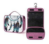 QMKFWT Native American Dream Catcher Toiletry Bag Waterproof Makeup Bag with Hanging Hook Cosmetic Bags for Women Travel Essentials