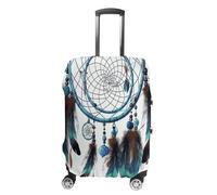 QMKFWT Native American Dream Catcher Travel Luggage Cover Washable Anti-scratch Suitcase Protector Dustproof Protective Cover Case for Wheeled Luggage Fits 19-32 Inch Luggage, white, Small