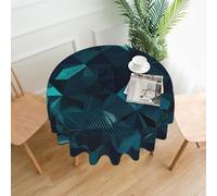 QMKFWT Navy Blue and Teal Printed Round Tablecloth,Dust-Proof Wrinkle Resistant Table Cover Washable Polyester Table Cloth for Kitchen Dining Room Farmhouse Picnic Indoor Outdoor(Round 60 Inch)