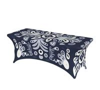 QMKFWT Navy Blue Decorative Tablecloth Protector for Wedding, Banquet & Parties6FT Spandex Rectangle Tablecloths, Stretch Washable Table Cloth Wrinkle Free Patio Table Cover