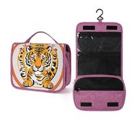 QMKFWT New Year Tiger Logo Design Toiletry Bag Waterproof Makeup Bag with Hanging Hook Cosmetic Bags for Women Travel Essentials