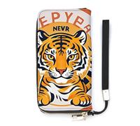 QMKFWT New Year Tiger Logo Design Wallet Large Capacity Clutch Cash PursePU Leather Long Zipper Pouch Wallet Unisex, white, 20x10.5cm, Wallet