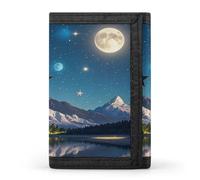 QMKFWT Nightsky Hanging Moon Stars Casual Wallet Credit Card Holder Premium Document Organizer Case for Men And Women