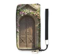 QMKFWT Old Wooden Door Wallet Large Capacity Clutch Cash PursePU Leather Long Zipper Pouch Wallet Unisex, white, 20x10.5cm, Wallet