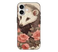 QMKFWT Opossum and Roses Phone Case for Phone 17, TPU Anti-Yellowing Scratch Resistant, Slim Shockproof Cover with Precise Cutouts, Supports Wireless Charging Phone Case for Phone 17